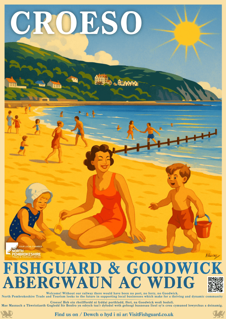 An A2 sign promoting Fishguard & Goodwick, which commemorated the Railway 200 event