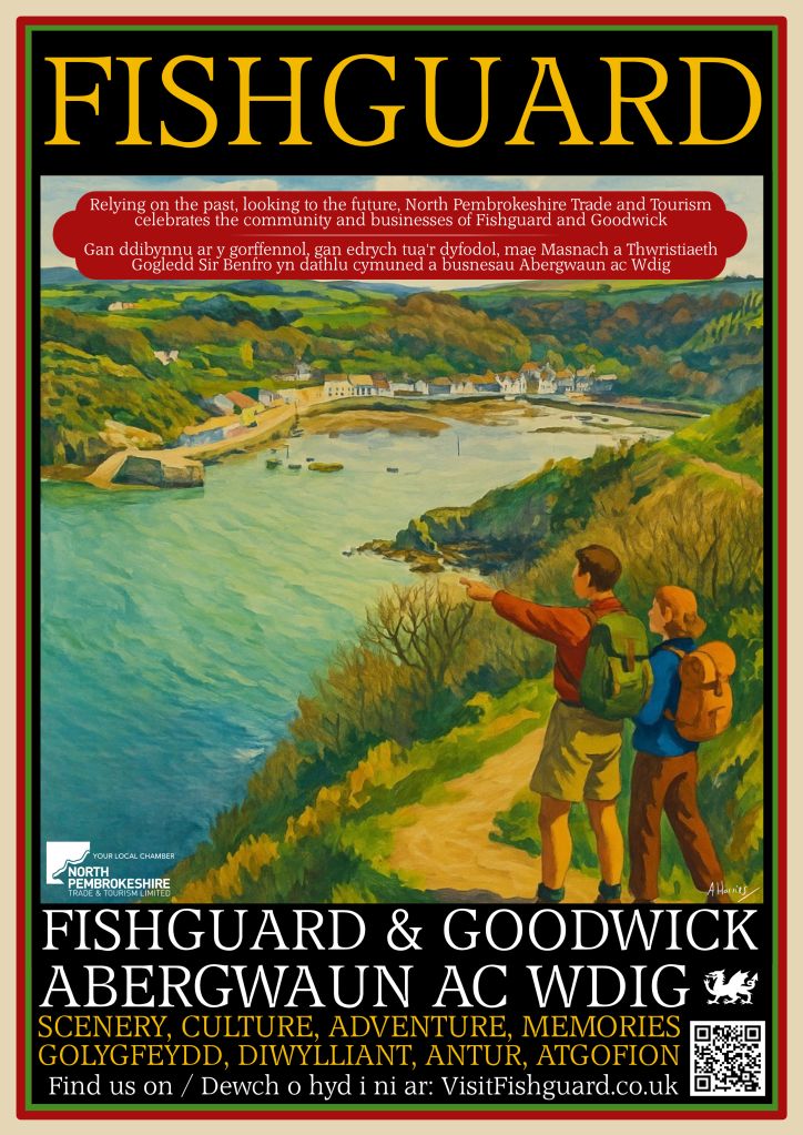 A sign promoting Fishguard that is displayed in Fishguard Harbour