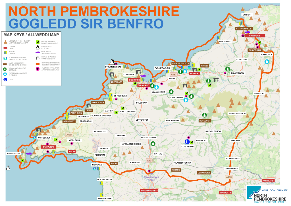 North Pembrokehsire Map showcasing attractions and sights
