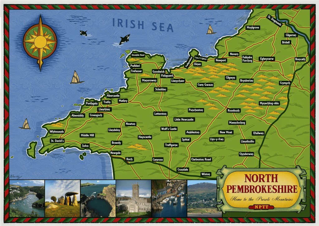 A map showcasing the Landsker line and North Pembrokeshire